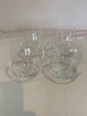 Set of 4 Clear Glass Wine Glasses