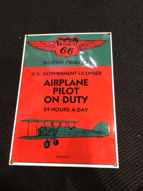 Vintage Red Metal Airplane Sign