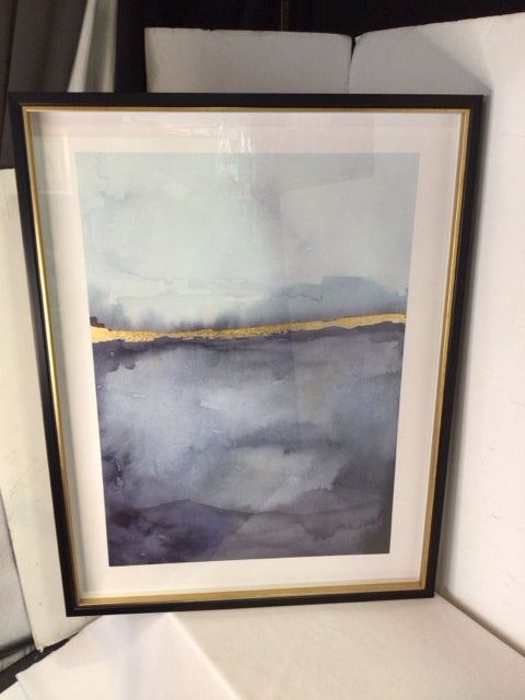 Abstract Blue/Gold Landscape Framed Art