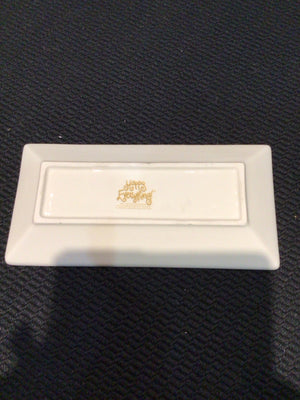 Laura Johnson Rectangle White/Gold Ceramic Words Bowl