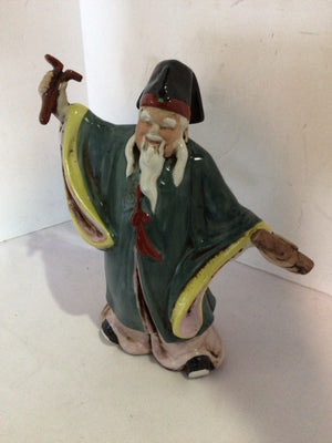 Haygill Macau Oriental Green/multi Ceramic Man Statue
