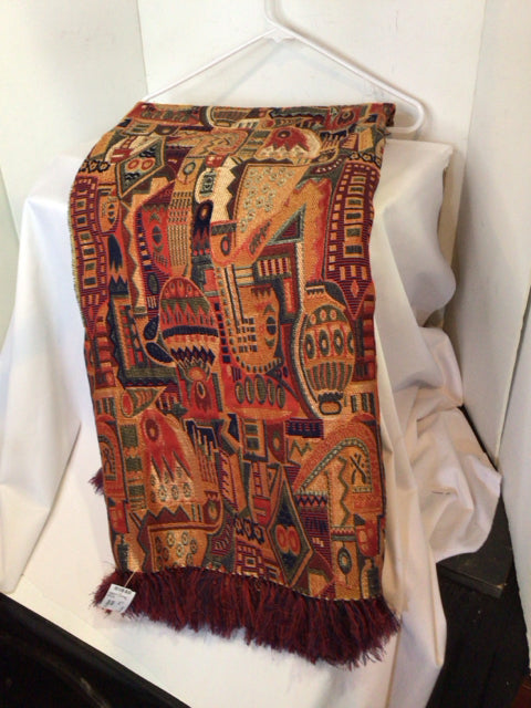 Middle Eastern Red/Multi Fringe Throw