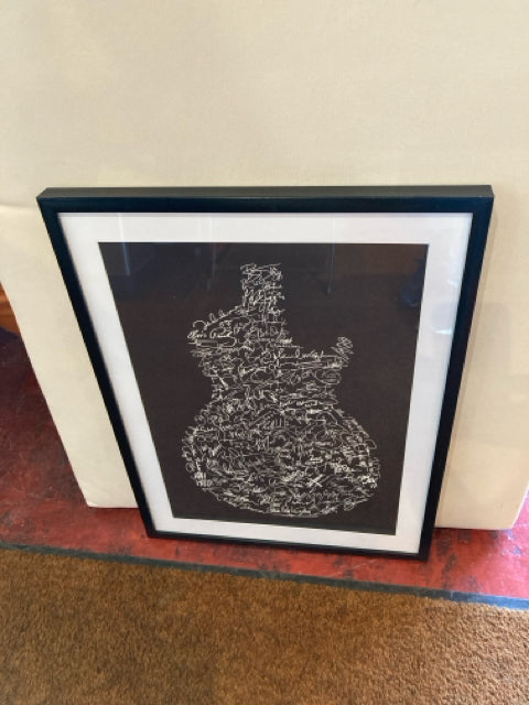 Black/White Guitar Framed Art