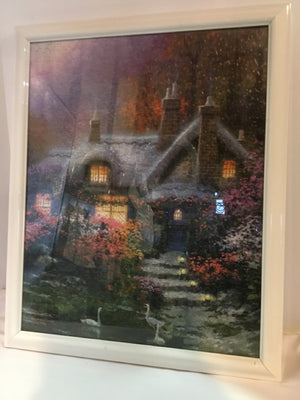 Thomas Kinkade Puzzle Multi-Color Cottage Framed Art