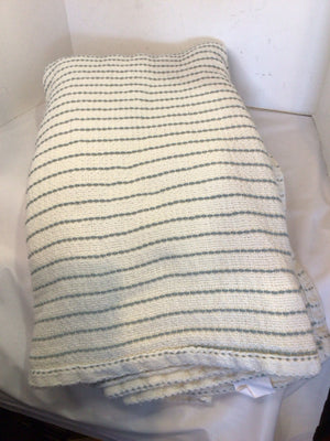 White/Blue Cotton Stripe Blanket