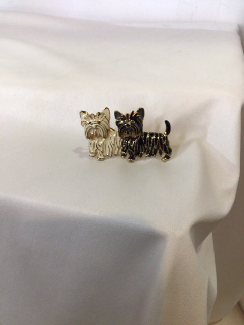 Metal Black/White Dog Enamel Pin