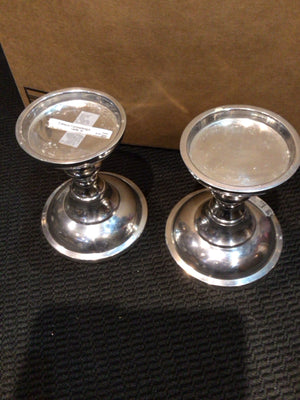 Pottery Barn Pair Silver Metal Candle Sticks