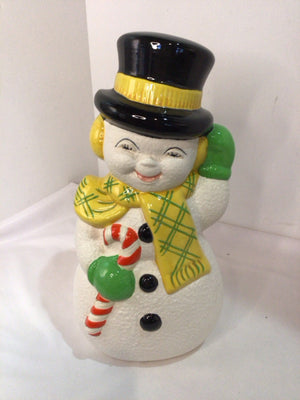 Musical White/Multi Ceramic Snowman Holiday Item