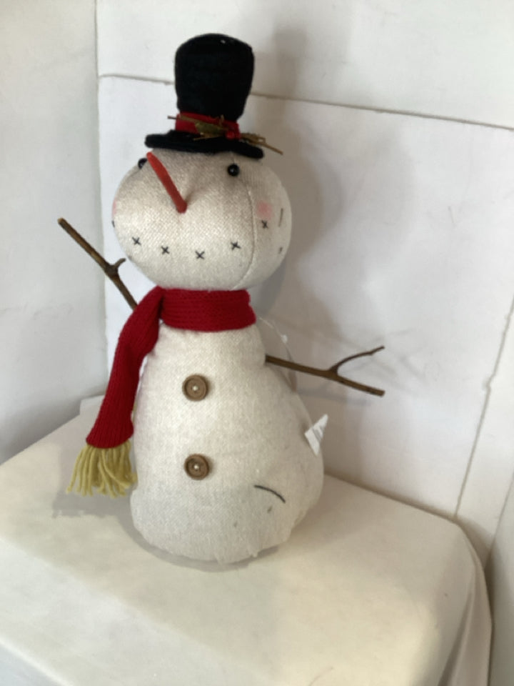Christmas White/Red Polyester Stuffed Snowman Holiday Item