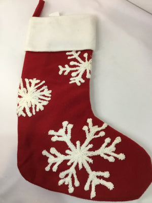 Stocking Red Felt Snowflake Holiday Item