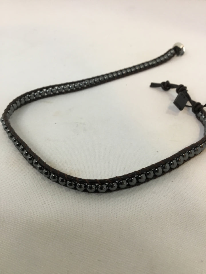 Brown/Silver Beaded Necklace