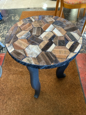 Side Cowhide Patchwork Black/Brown Table