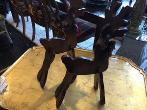 Pair Brown Wood Reindeer Holiday Item