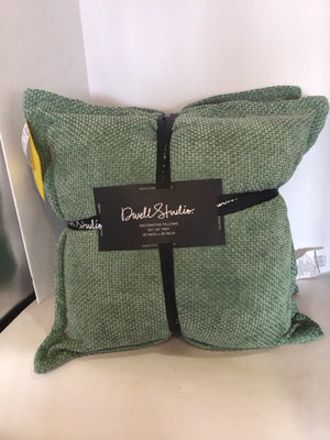 Dwell Studios Pair Green Chenille NEW Pillow Set