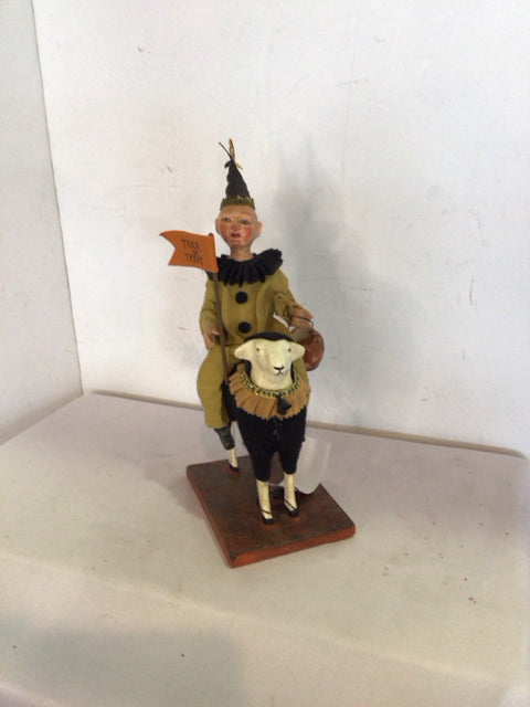 Halloween Black/Green Resin Jester Sheep Holiday Item