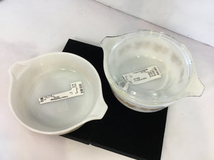 Pyrex 3 Piece Tan/White Glass Dish