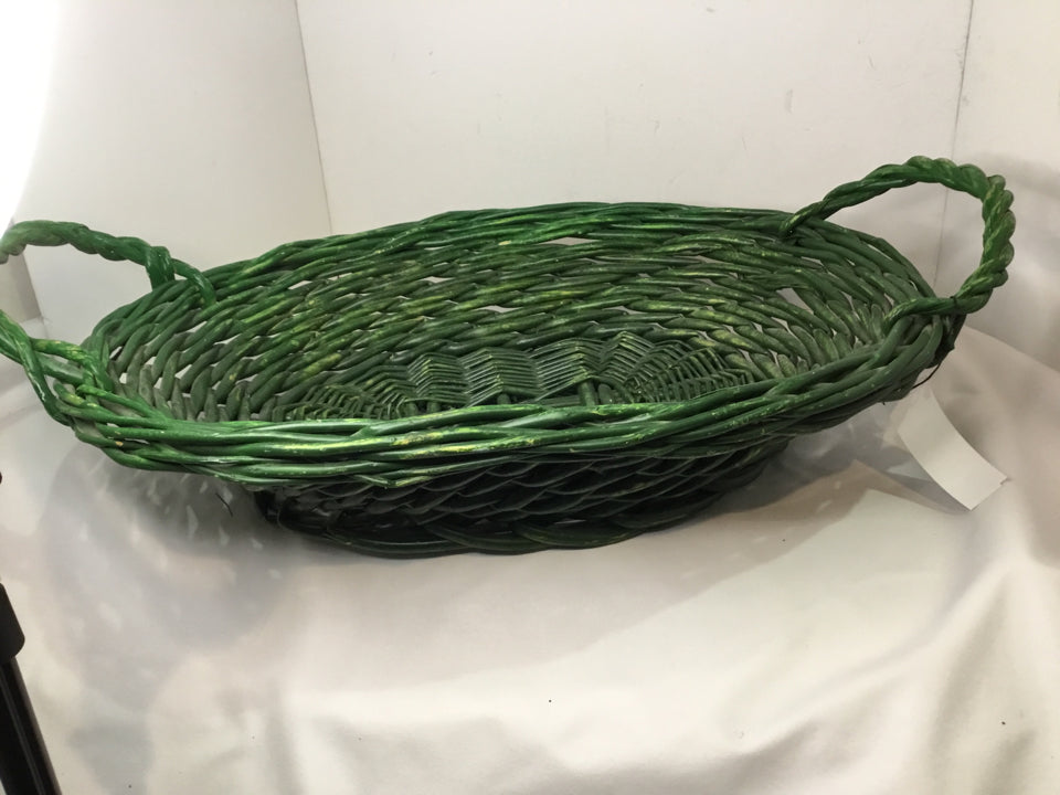 Green Wicker Oval Basket