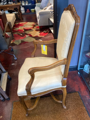 Wood Upholstered Seat Brown/Cream Chair
