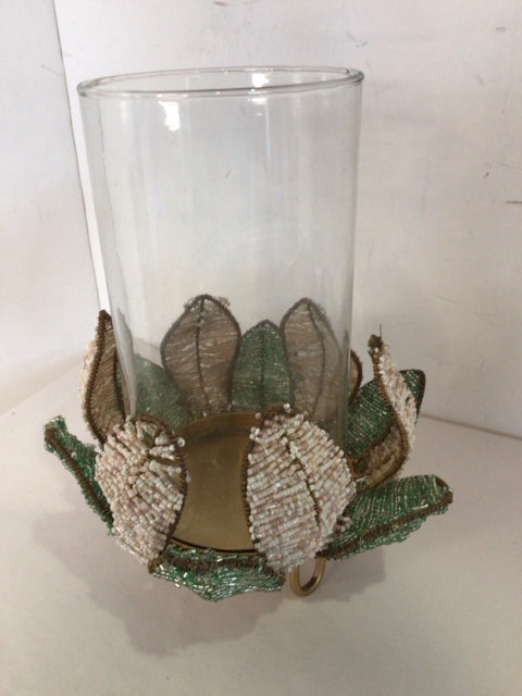 Clear Beaded Candle Holder