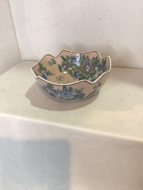 Oriental Pink Ceramic Floral Bowl