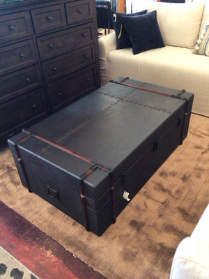 Coffee Wood 2 Drawers Black/Brown Table