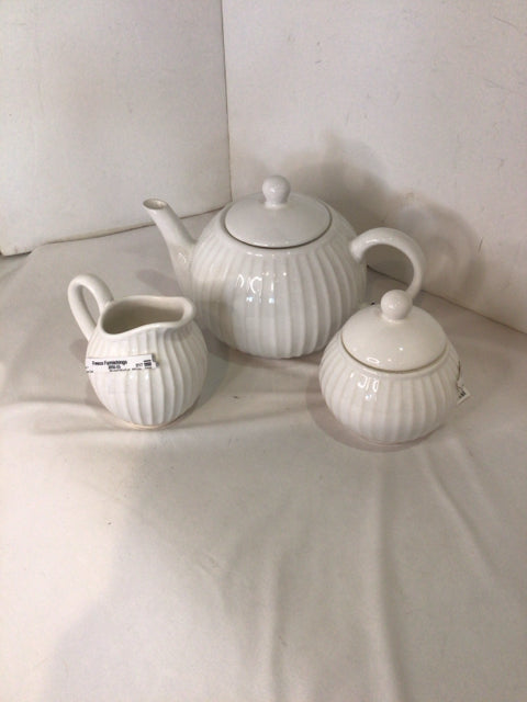 World Market White Sugar/Creamer 3 piece Tea Set