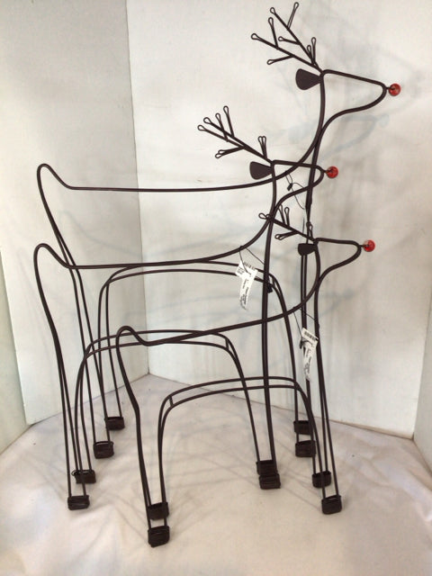 Christmas Bronze Metal Set of 3 Reindeer Holiday Item