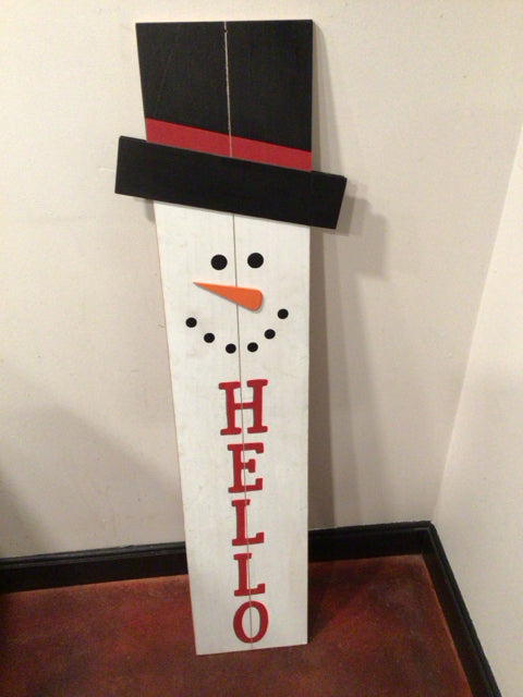 Christmas Red/Black Wood Sign Snowman Holiday Item