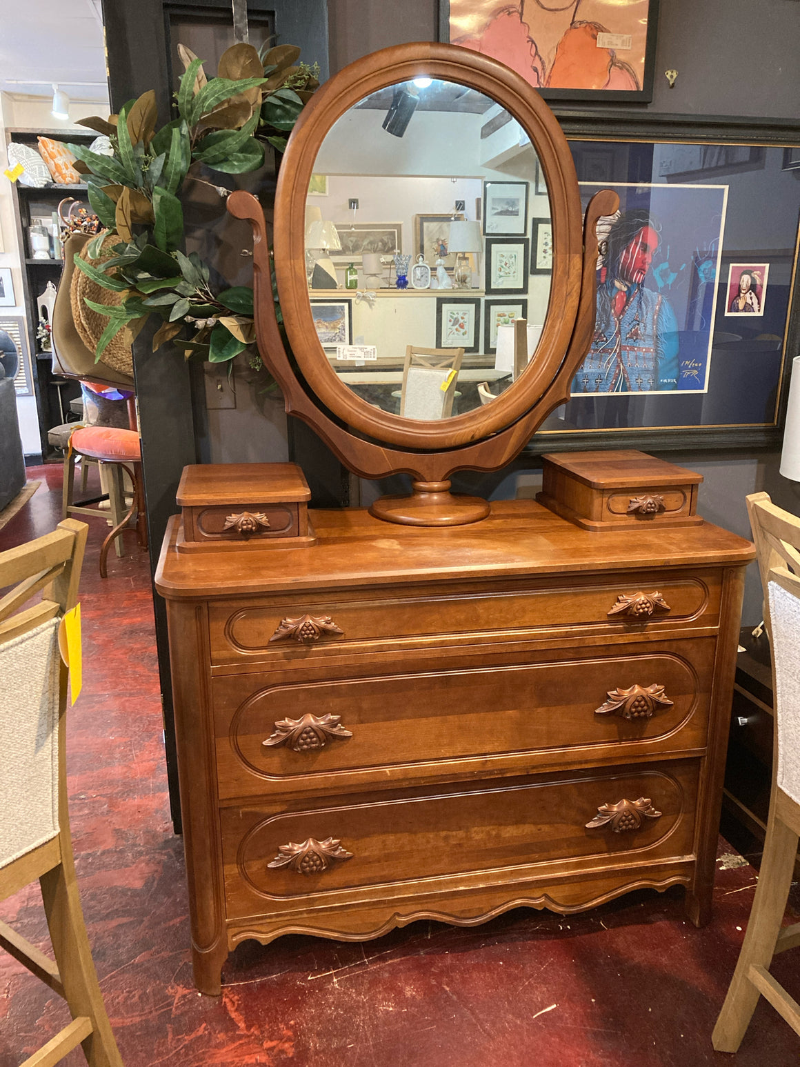 Davis Cabinet Co. w/Mirror Brown Dresser/Chest