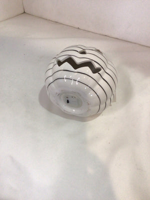 Halloween White/Black Ceramic Jack o'Lantern Light up Holiday Item