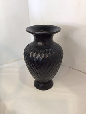 Brown Wood Carved Vase