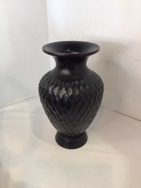Brown Wood Carved Vase