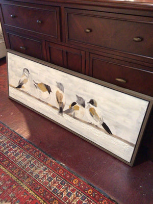 Modern White/Gold Birds Framed Art