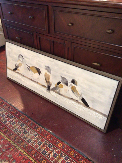 Modern White/Gold Birds Framed Art