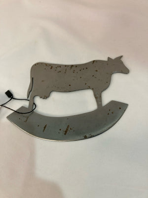 Vintage Gray Metal Cow Holiday Item