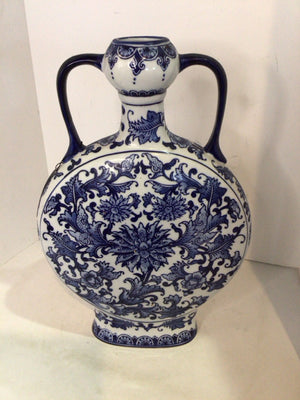 Blue/White Ceramic Handles Vase