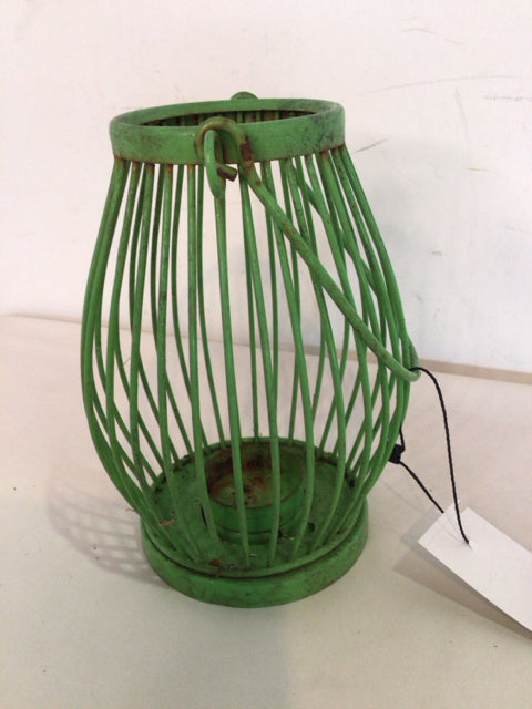 Tea Lights Green Metal Lantern