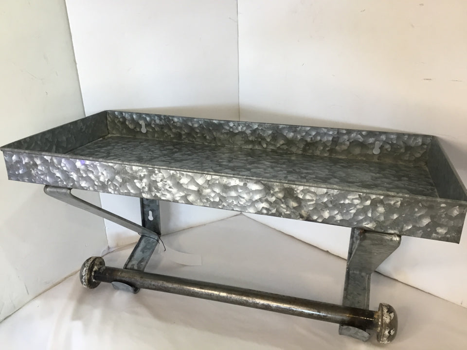 Galvanized Steel Silver w/Shelf Paper Towel Holder