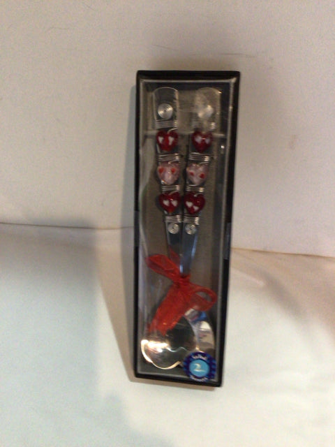 Valentine's Silver/Red Serving Set