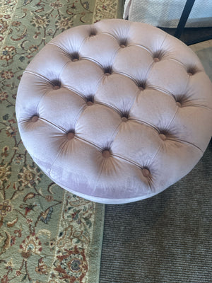 Havenly Storage Pink Velvet Round FootStool/Ottoman AVGXG8X2