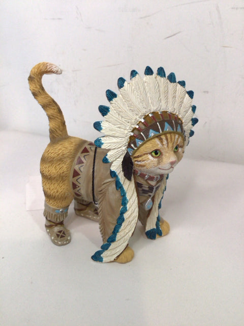 The Hamilton Collection Tan/ Pink Resin Cat Figurine