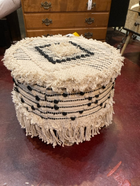 Cotton Black/White Ottoman