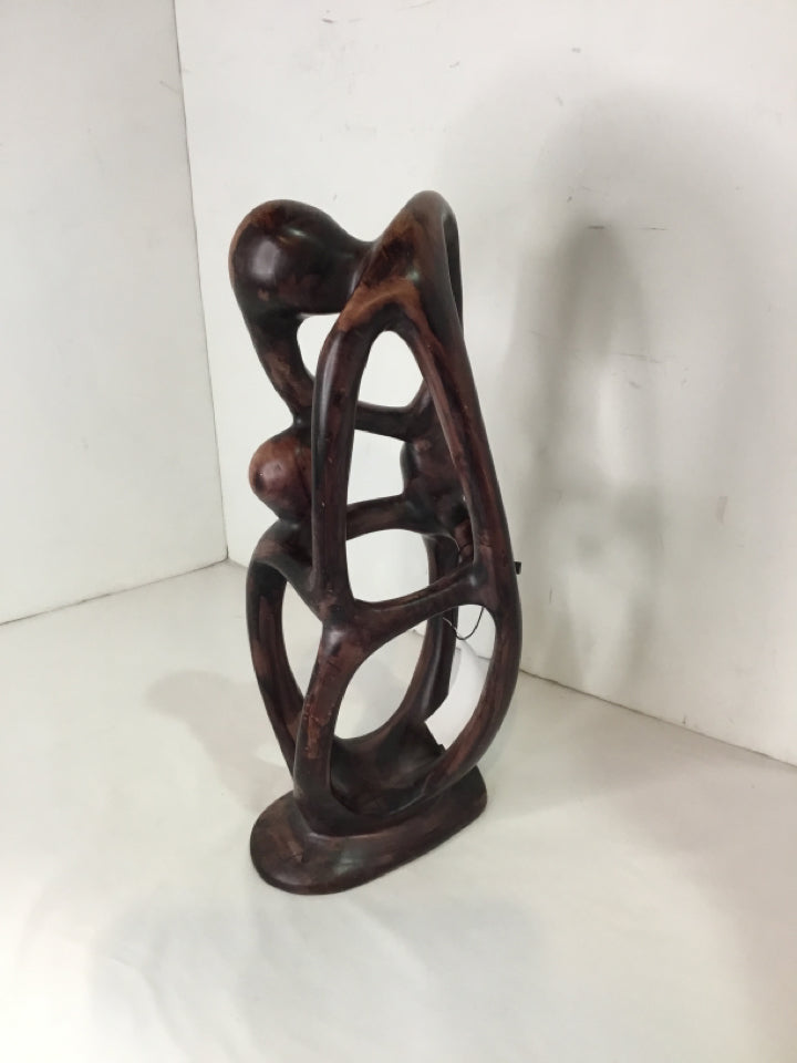 Abstract Brown Wood Statue