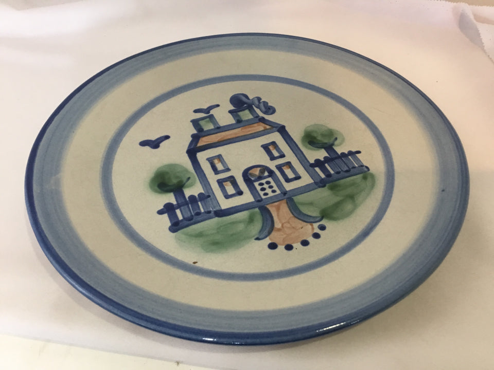 M.A. Hadley Gray/Blue Pottery Dinner Plate