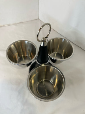 Mid-Century Black/Silver Metal Divided Serving Dish