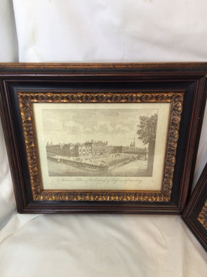 Etched Sepia Buildings Framed Art