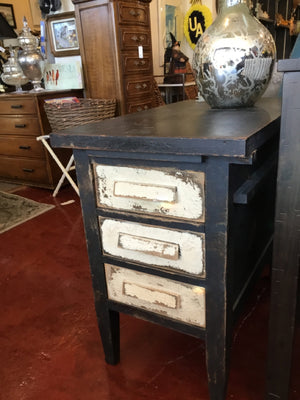 Vintage Wood 3 Drawers Black/White Chest/Dresser