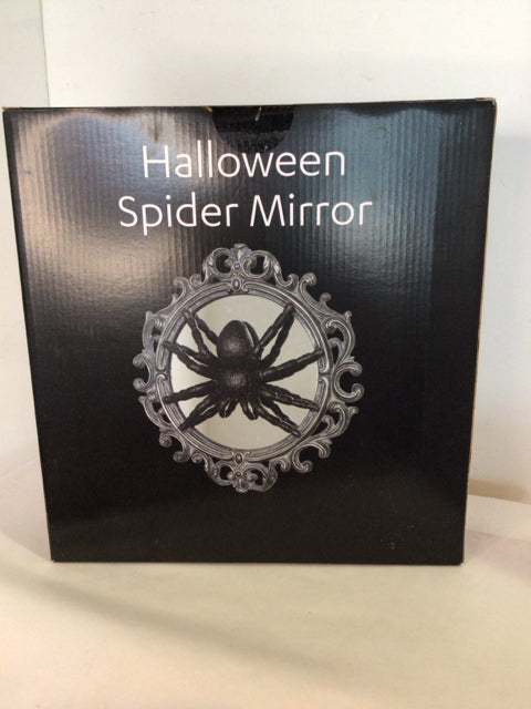 Halloween Black Resin Spider Mirror