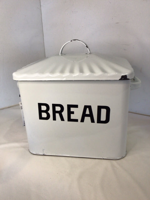 White/Black Metal Bread Box