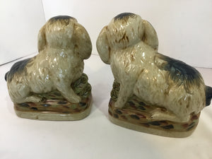Pair Tan/Blue Ceramic Rabbit Book Ends